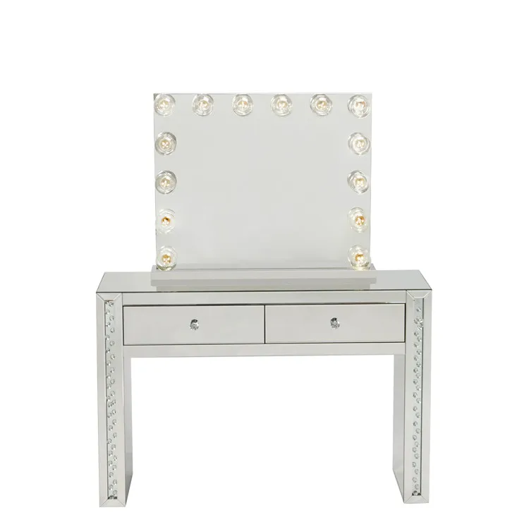 Производители мебели гламурный сверкающий зеркальный столик со стразами туалетный стулом