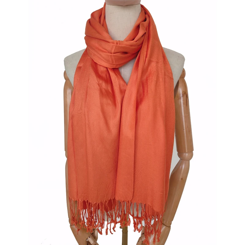 100% Viscose Cotton Black Pashmina Soft High Quality Long Jacquard Scarf Head Wrap Shawl For Women