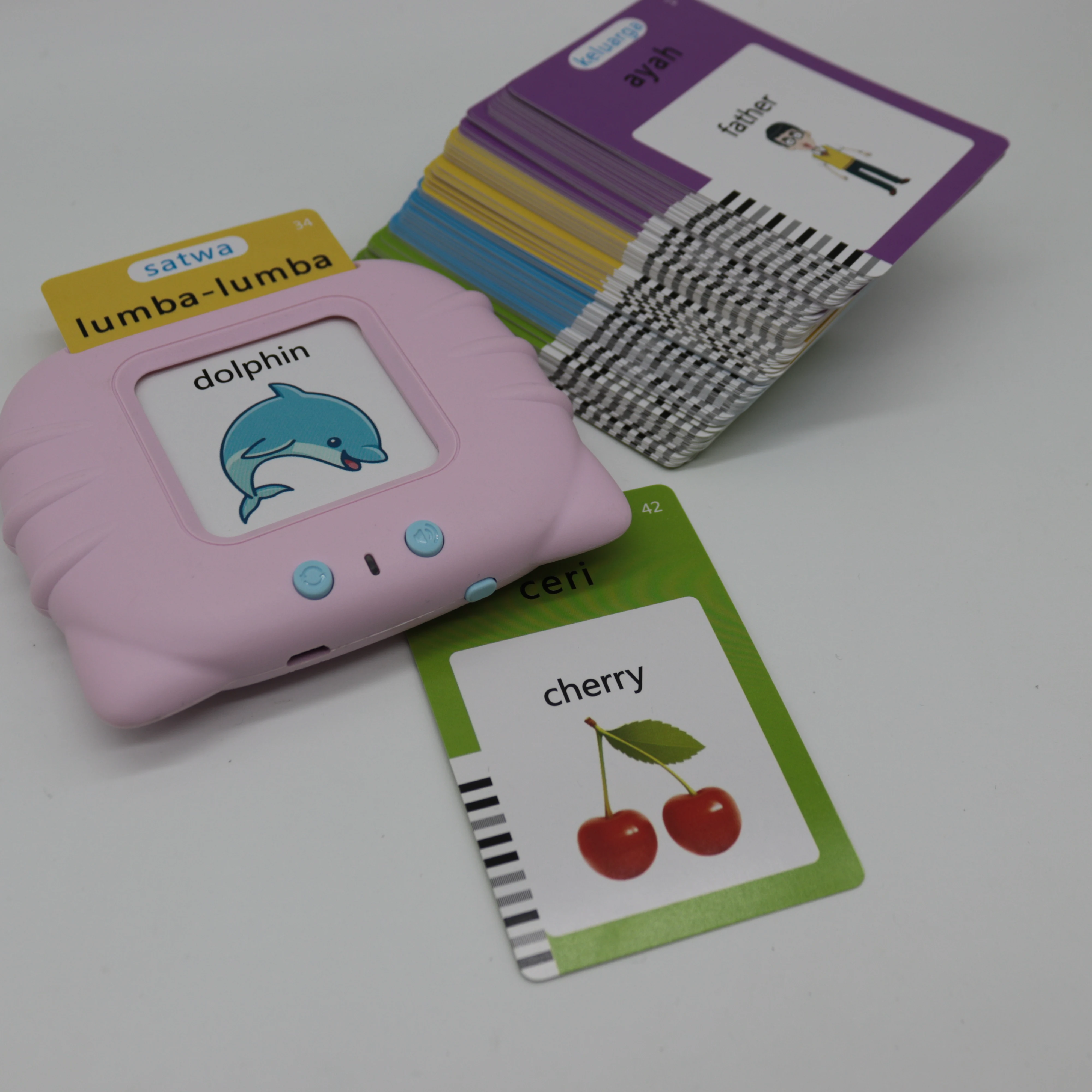 Indonesian learning talking flash card baby machine children educational Intellectual small plastic toys products for Child
