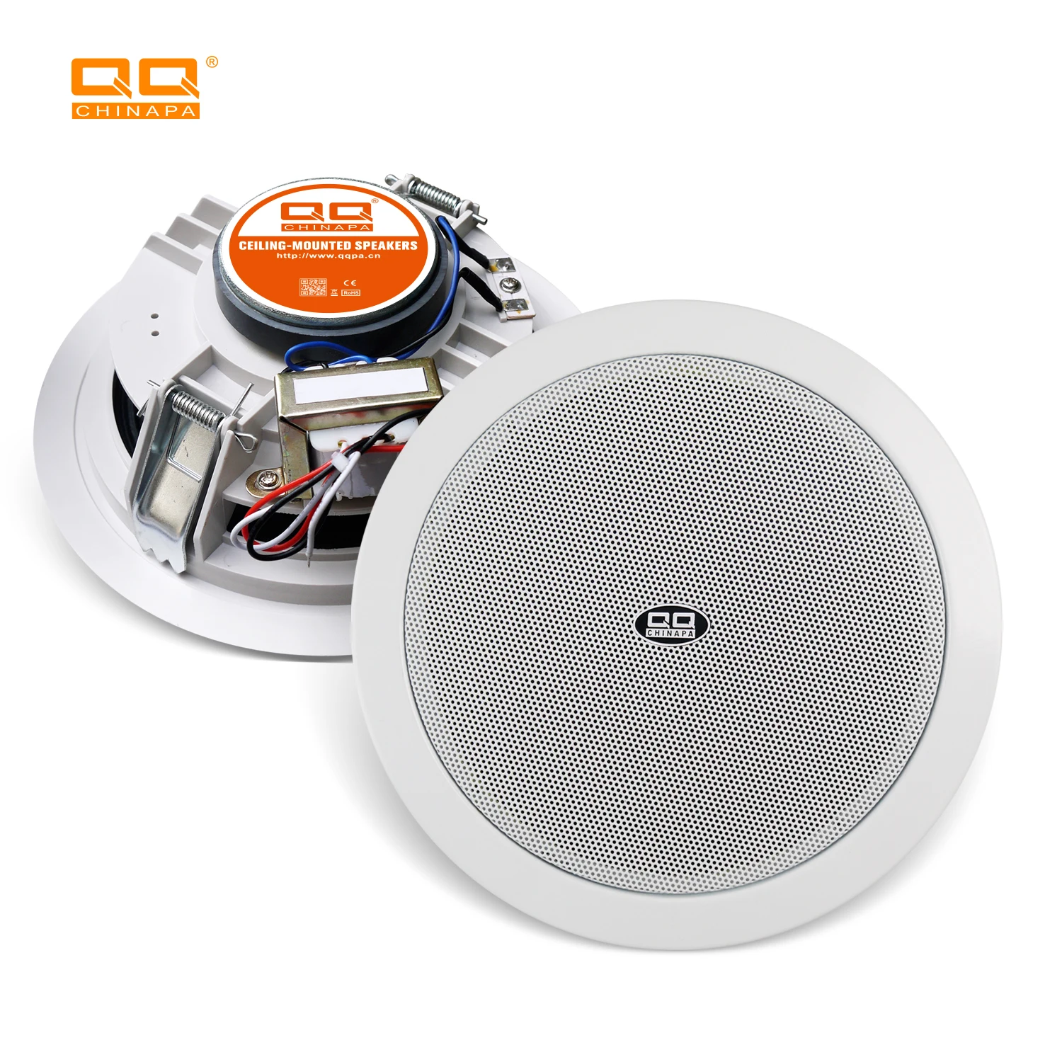 QQCHINAPA 5 inch  6.5inch 8 inch 100V Home Bathroom Wall Mount In Ceiling Speaker From Guangzhou China