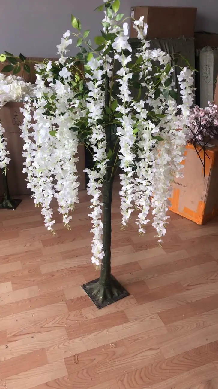 SC0031 1.2m 1.5m Indoor Little faux silk Flower Tree White Pink Wedding wisteria Table Centerpiece Decor Artificial rose Tree