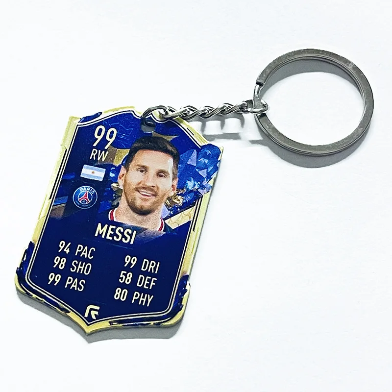 Custom Acrylic Football Player Star Card Key Chain Soccer Star  Key Ring  Promotional Gift Car KeyChain