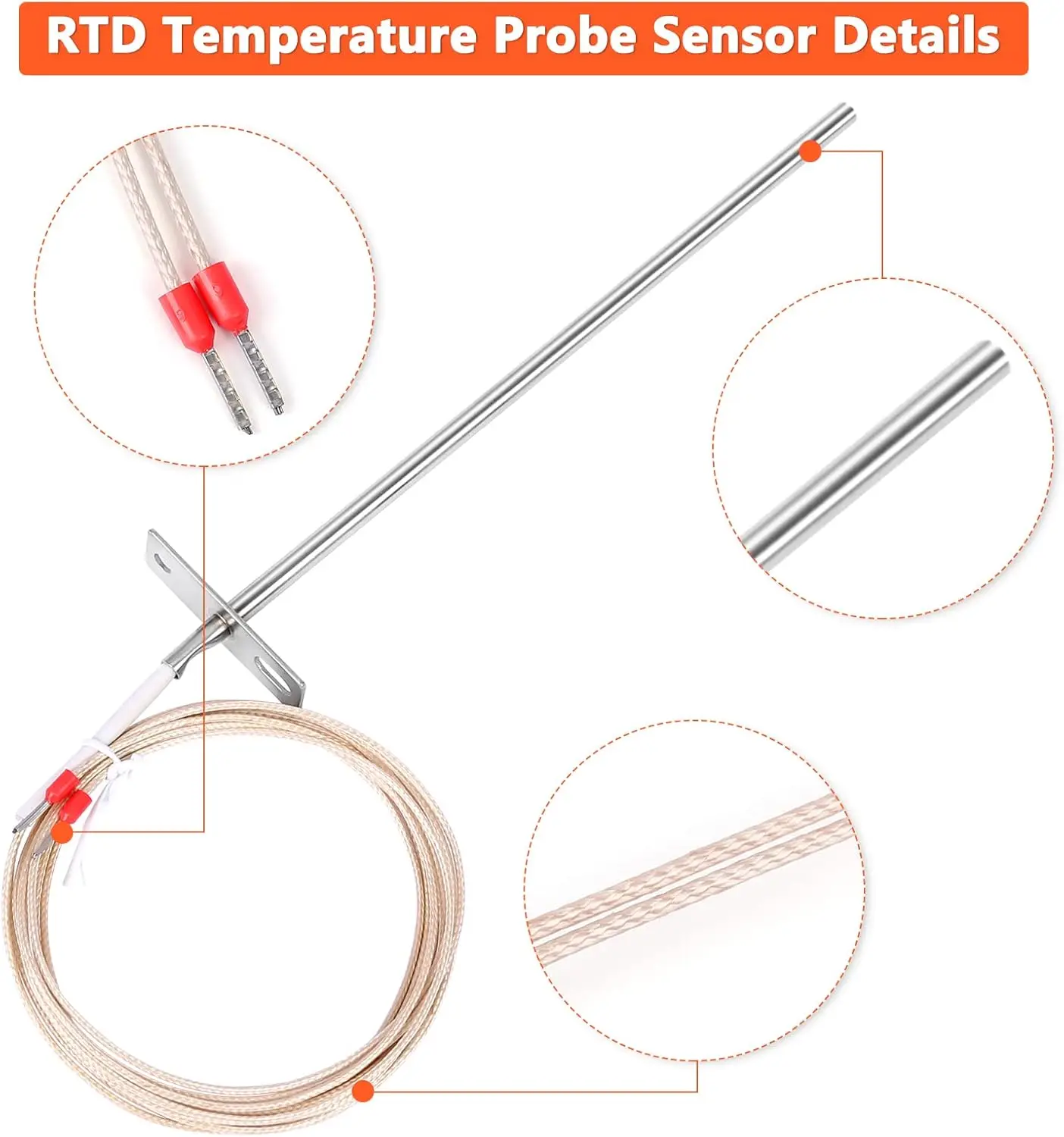RTD Temperature Probe Sensor Grill Replacement Parts for T-raeger Digital Thermostat