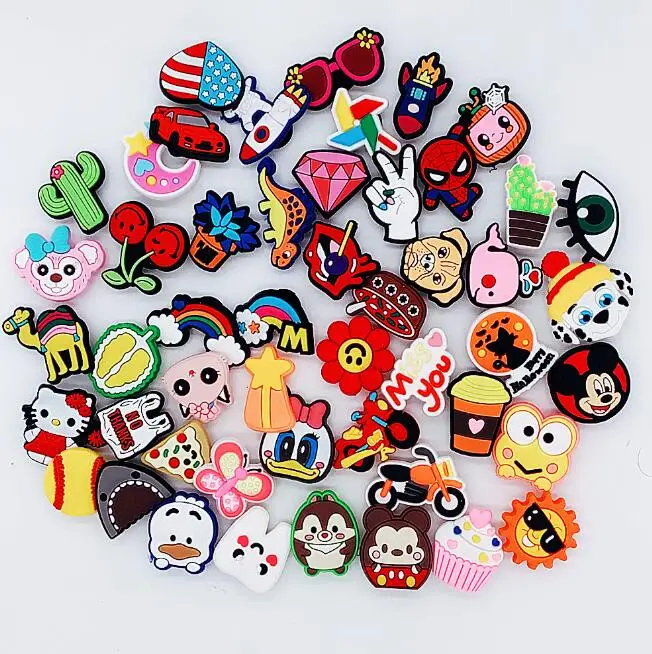 100Pcs Pack Shoe Decorations Charms for Boys Teens Kids PVC Clog Accessories Pins