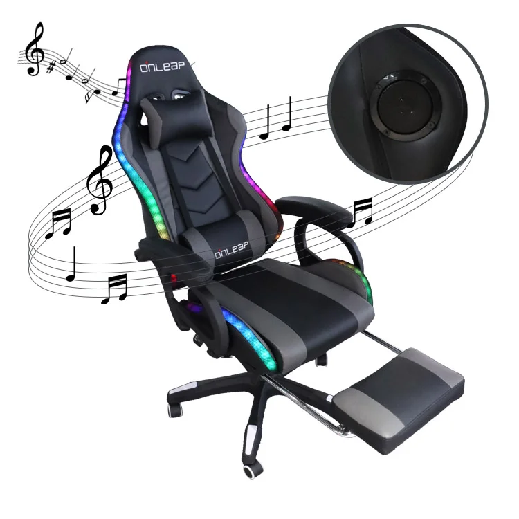 High End Metal Frame 2D/3D/4D Armrest PC Racer RGB Gaming Chair With Footrest And Blue tooth Speaker