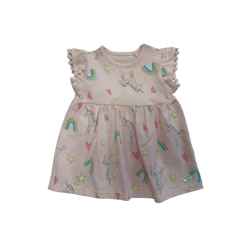 Factory Wholesale Summer 9 Month Baby Girl Dresses New Born Pullover O-Neck Baby Dress