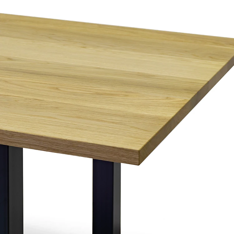 Modern design minimalist cheap large rectangular kitchen room furniture metal leg wood dining table