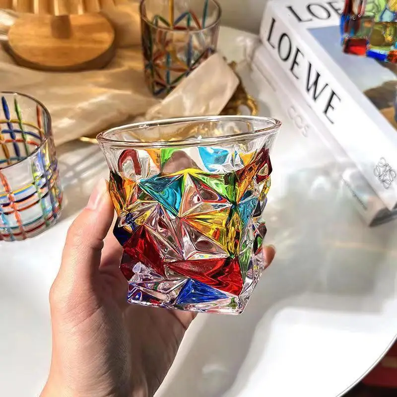 Italian designer same style painted line woven glass cup water Cup