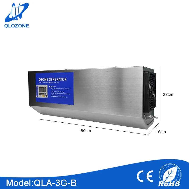 3g Wall Mounted Ozone Generator with Good Price 50*16*22cm 220V / 110V Hot Product Provided QLOZONE CN;GUA Sliver 75W 8kg 99%