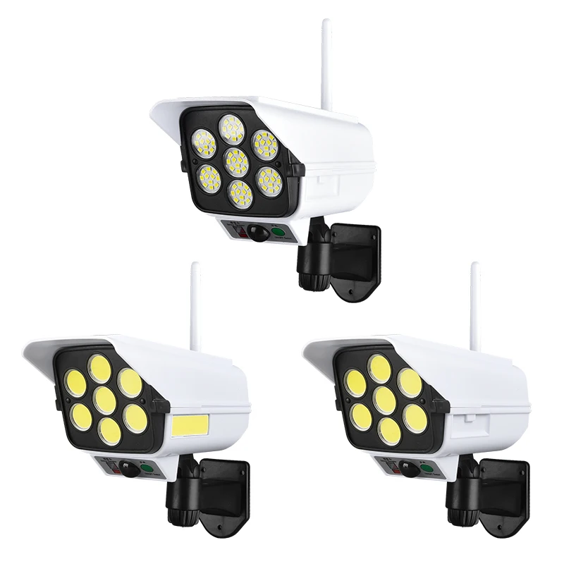 Powerful Outdoor LED Solar Light Simulation Monitoring Fake Camera Solar Human Body Induction Wall Motion Sensor Spotlight