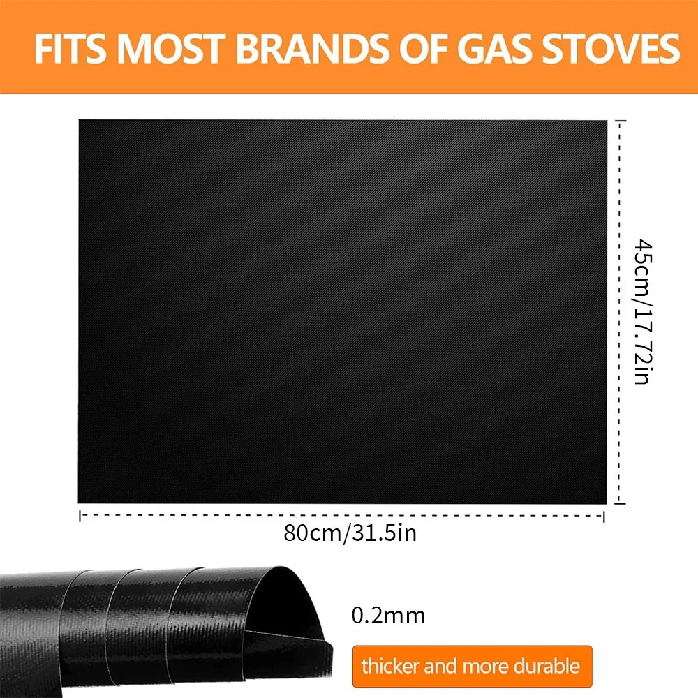 Hot Selling  Heat black color  Gas Stove Burner Covers Protector with Non Stick  52*80cm  stove protector liner