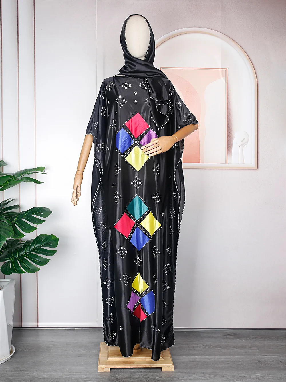 ZIYA A10S300 Rhinestone Abaya With Headscarves Women Muslim Dress 2023 Dubai Elegant