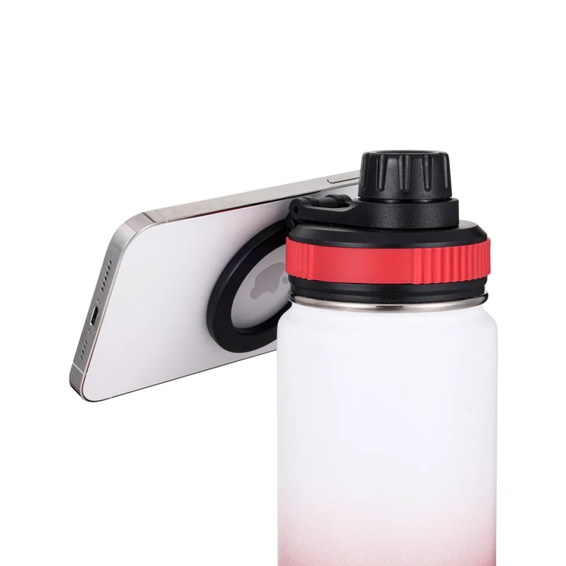 stainless steel water bottle magnet top magnetic tripod water bottle phone stand adjustable magnet top magnetic lid water bottle