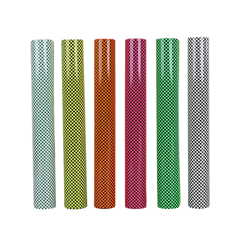 Hot Sale Fashion Plaid Printing  PU Flex Heat transfer vinyl Iron on Film  For Clothing Fabric