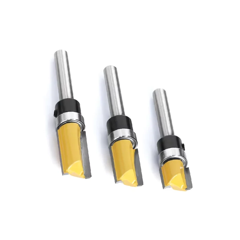 1/4 Inch Shank Flush Trim Router Bit Set 4Pcs Woodworking Milling Cutters Bearing for Wood Edging Trimming and Template Routing