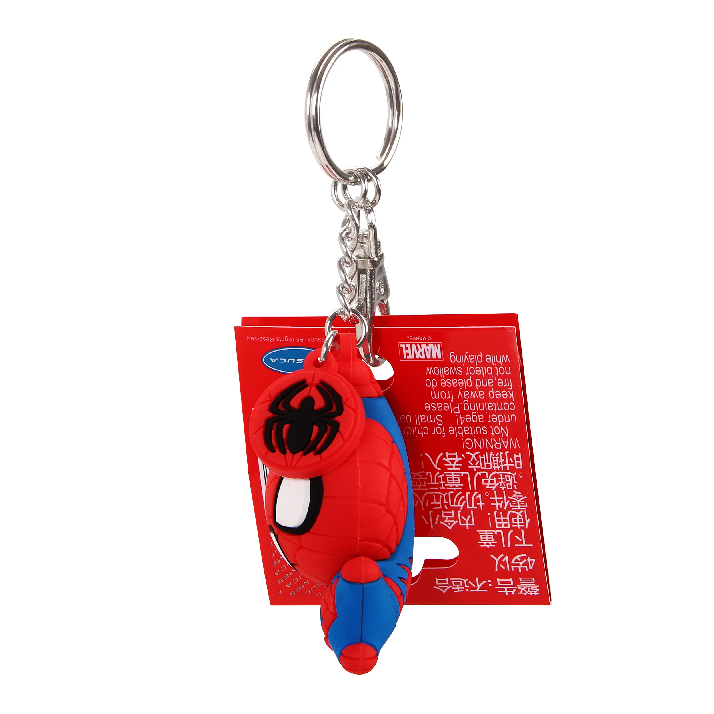 Hot selling PVC material Odorless and tasteless spiderman cartoon Marvel key chain ring