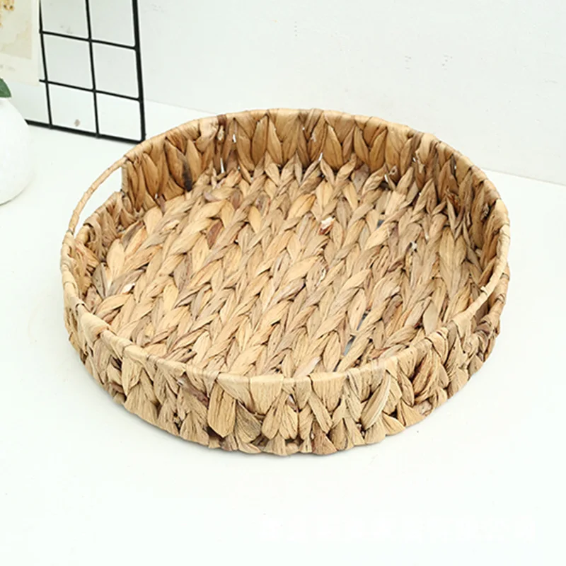 Jiaxiang Wholesale woven round shape water hyacinth basket fruit basket with  handles for storage