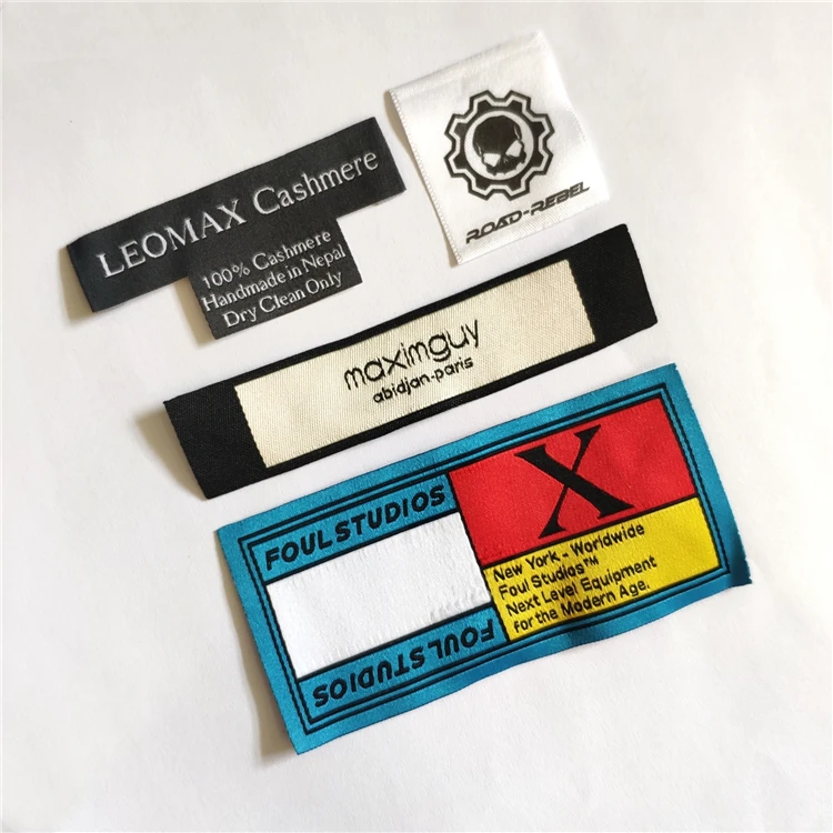 Factory direct sale main garment damask woven label printed soft cotton custom thick woven label