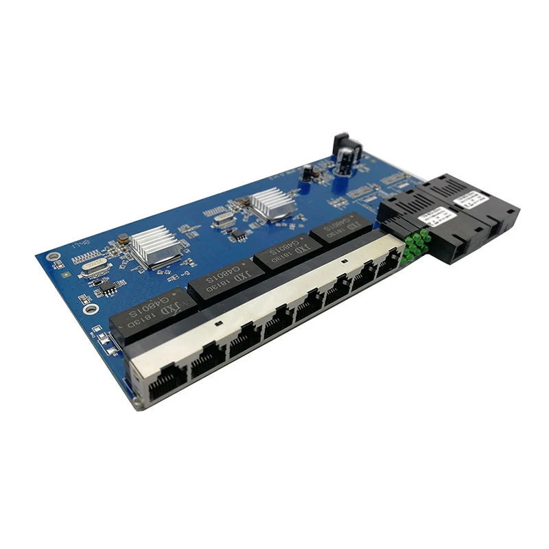 Media Converter Fiber Optical Gigabit Ethernet switch PCBA 8 RJ45 UTP and 2 SC fiber Port 10/100/1000M Board PCB