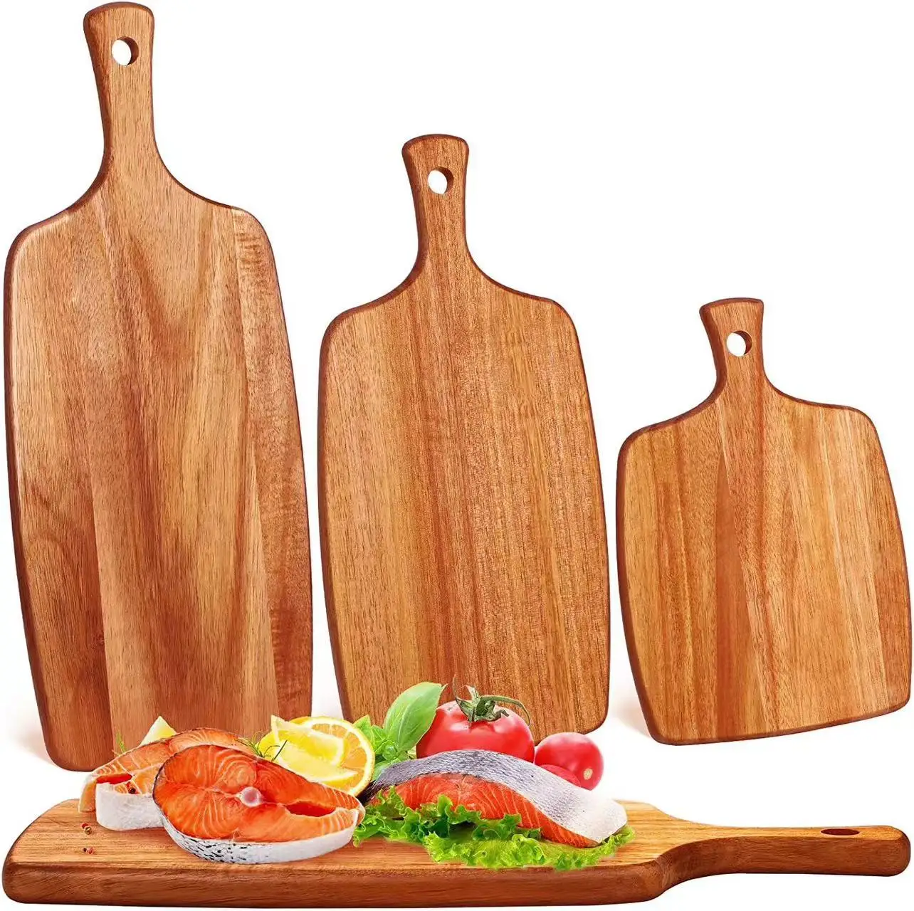 Wholesale Bamboo Chopping Board Set With Handle Delicatessen Charcuterie Cheese Deli Butter Acacia Wooden Serving Tray