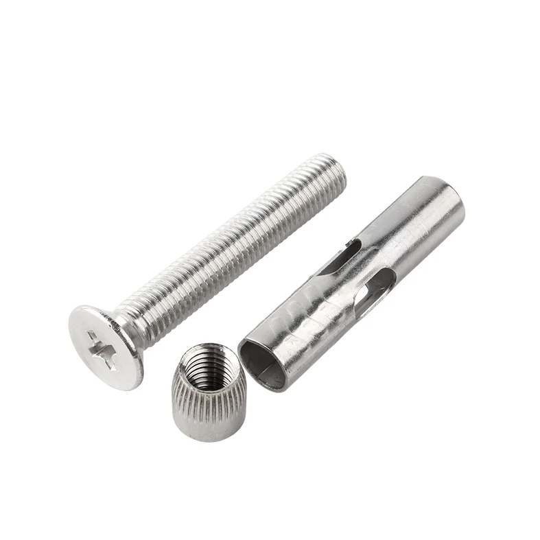 stainless steel 304 316 cross recessed flat head expansion bolt door window built in sleeve anchor