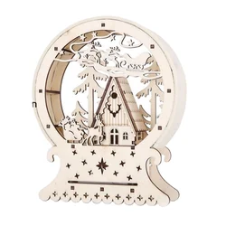 2021 New Products LED light deer cart creative Christmas Gift luminous wooden house Model