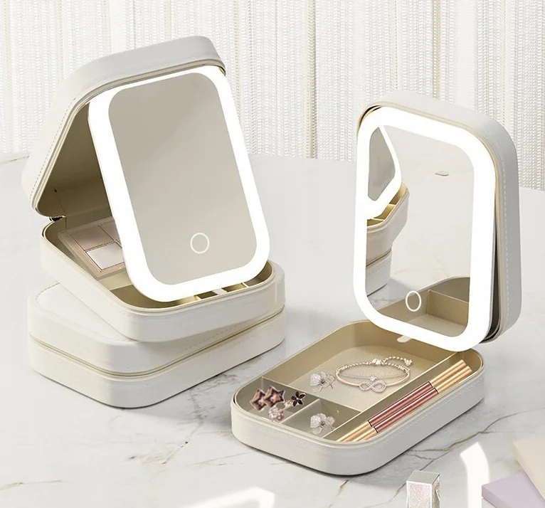 3 Colors Modern LED Cosmetic Makeup Mirrors Light-Filling Mirror Makeup Bag Storage Box
