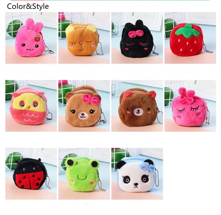 8*5 cm strawberry key ring hanging accessories Cute Plush Toy panda duck Stuffed Small purse Dog Rabbit Bear