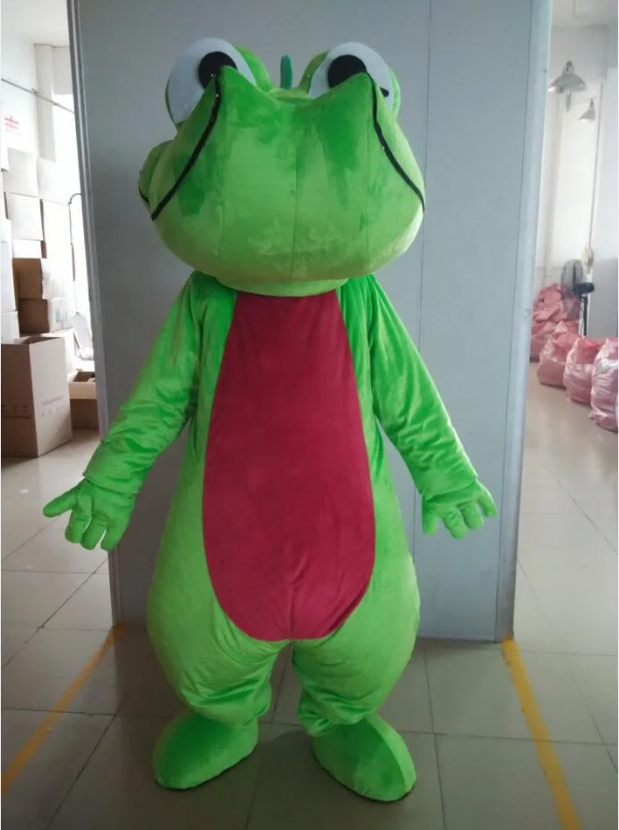 Custom adult green crocodile mascot costume with big and long tail