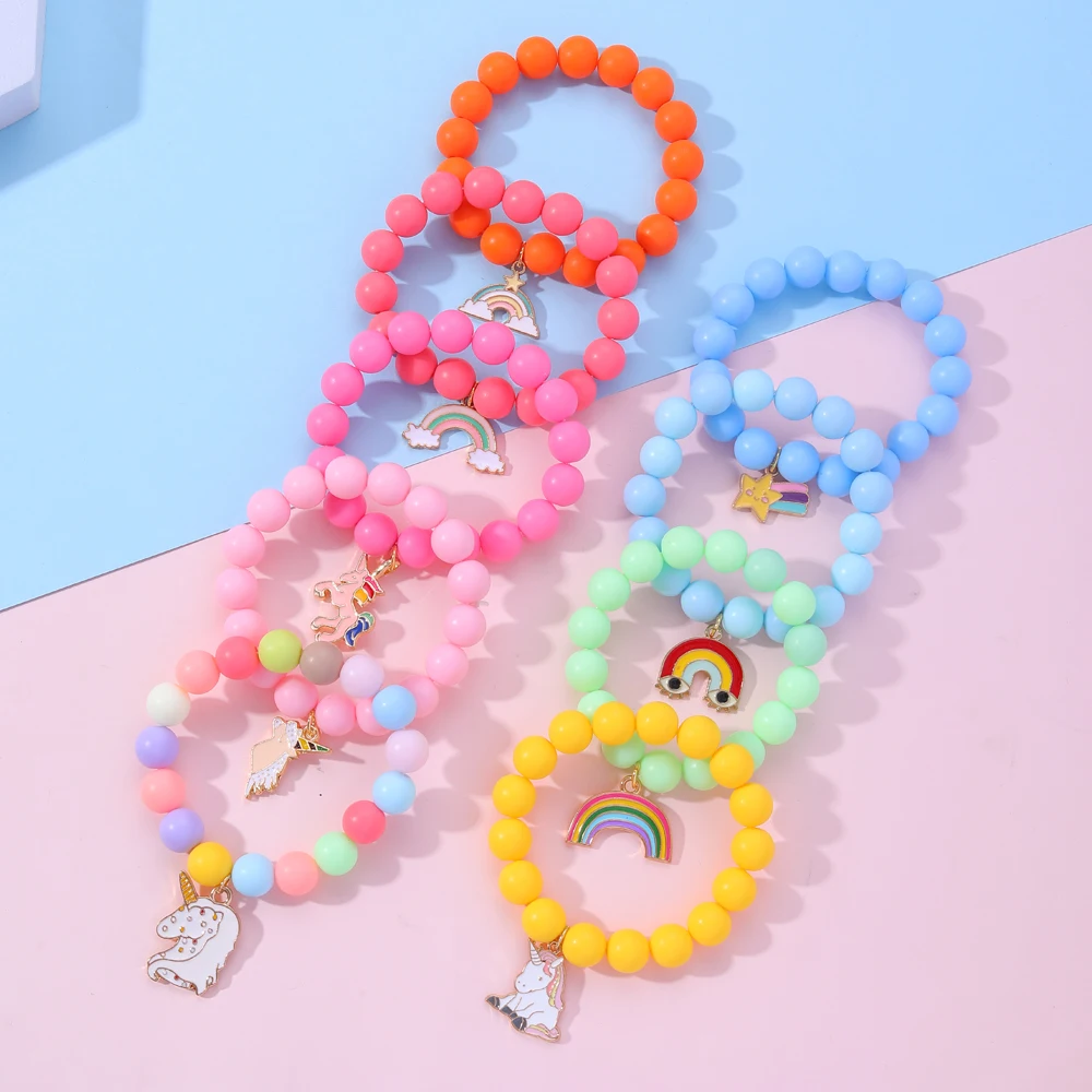 Trending Products 2023 Cute Colorful Beaded Fashion Jewelry Bracelets Pure Color Bracelet For Kids