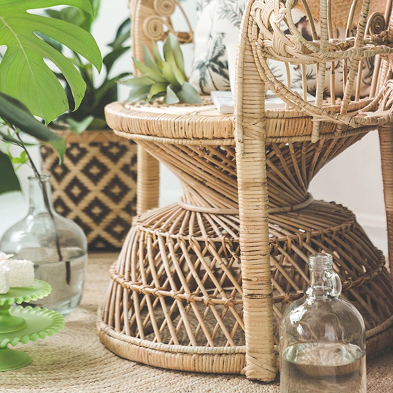 Customized Classic Furniture Cane Bamboo Living room Garden Terrace Indoor Outdoor sitting chair furniture set for home