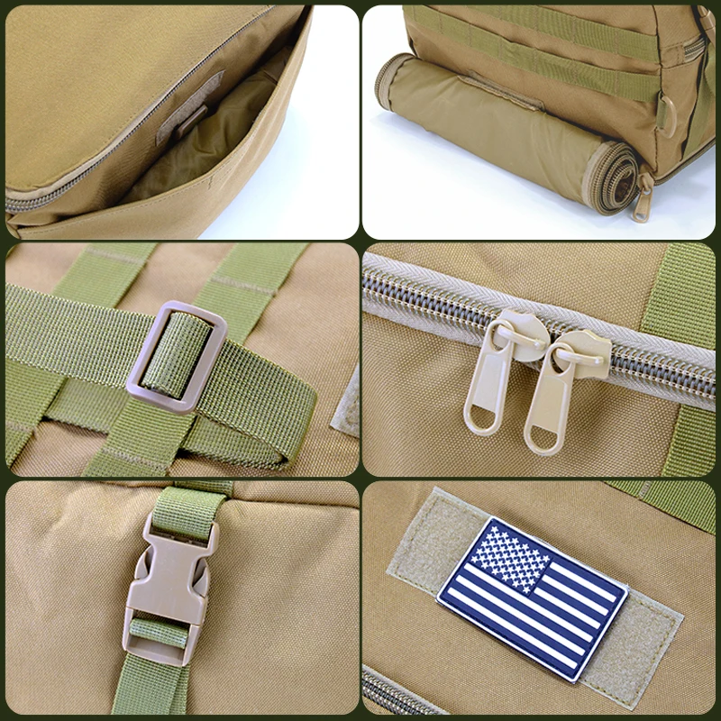 Molle tactical backpack bag wholesale 50l Waterproof trekking assault pack Polyester Camouflage Unisex Oxford Zipper