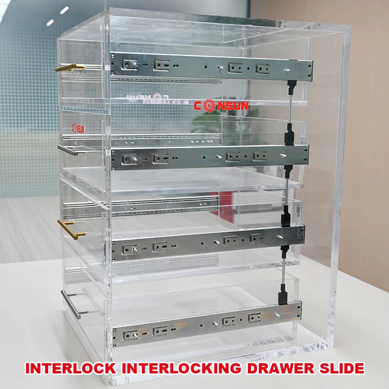 CONSUN Telescopic soft close mount Interlocking anti tipping drawer slides