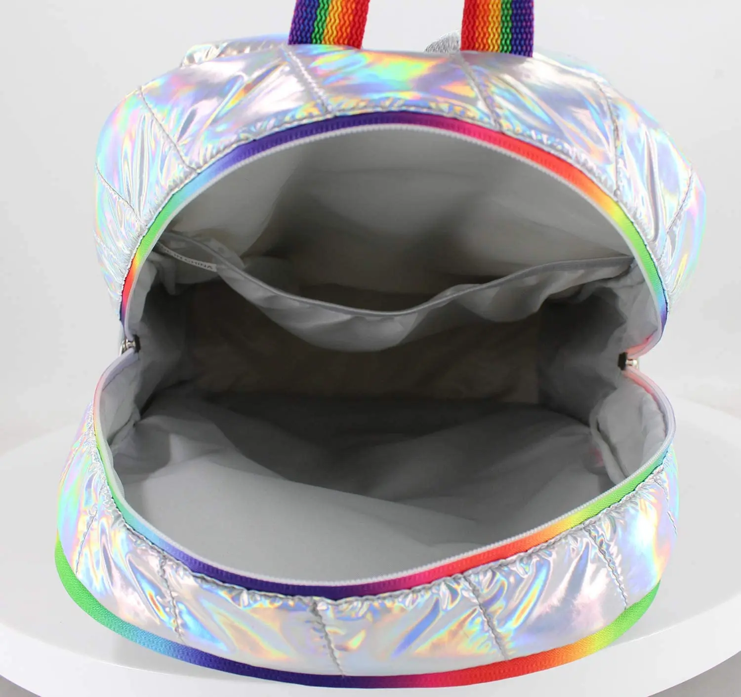 OEM High Quality Elementary School Backpack Holographic Lightweight Kids Teen School Bag Silver