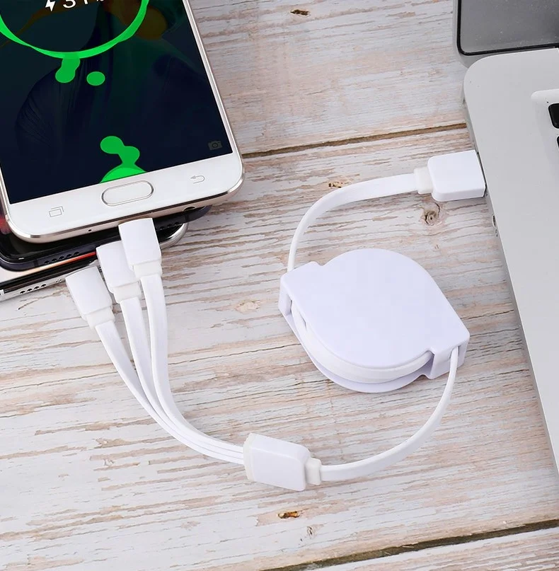 Hot Selling New Arrival  3 in 1 Fast Charging Type C Cable  Retractable Type  C Cable  USB  Cable for Android IOS and Type C