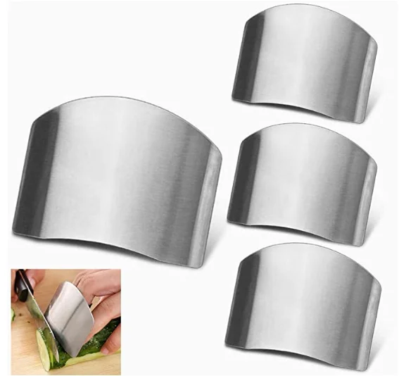 4 Pack Finger Guards for Safe to Slice Vegetables Fruit Stainless Steel Finger Hand Protector