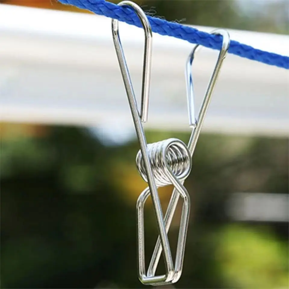 Clothes Chip Clips All Metal Stainless Steel Pin No Rust Stains Extra Large Wide for Holding Clothes Snack Bag Clamps