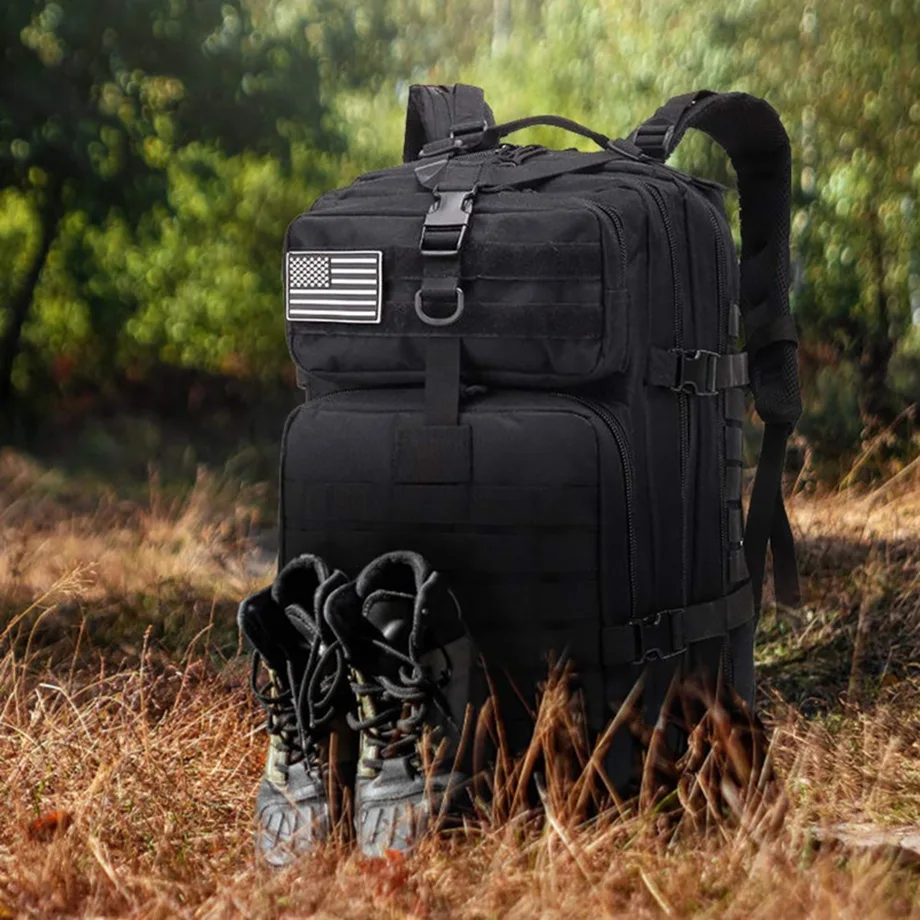 Factory custom wholesale outdoor waterproof thickened 900D trekking tactic bag 45l hiking tactical backpack