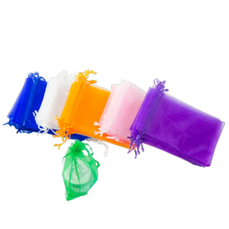 17* 23cm wholesale transparent drawstring gift bag jewelry color Organza bag