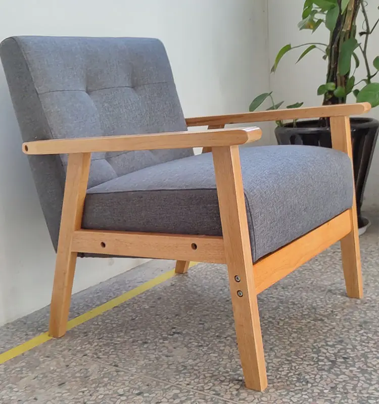 Mid-century Living Room Armchair Modern Upholstered Luxury Accent Chair Dining Chair Single Sofa Lazy Lounge Wooden Leisure 50
