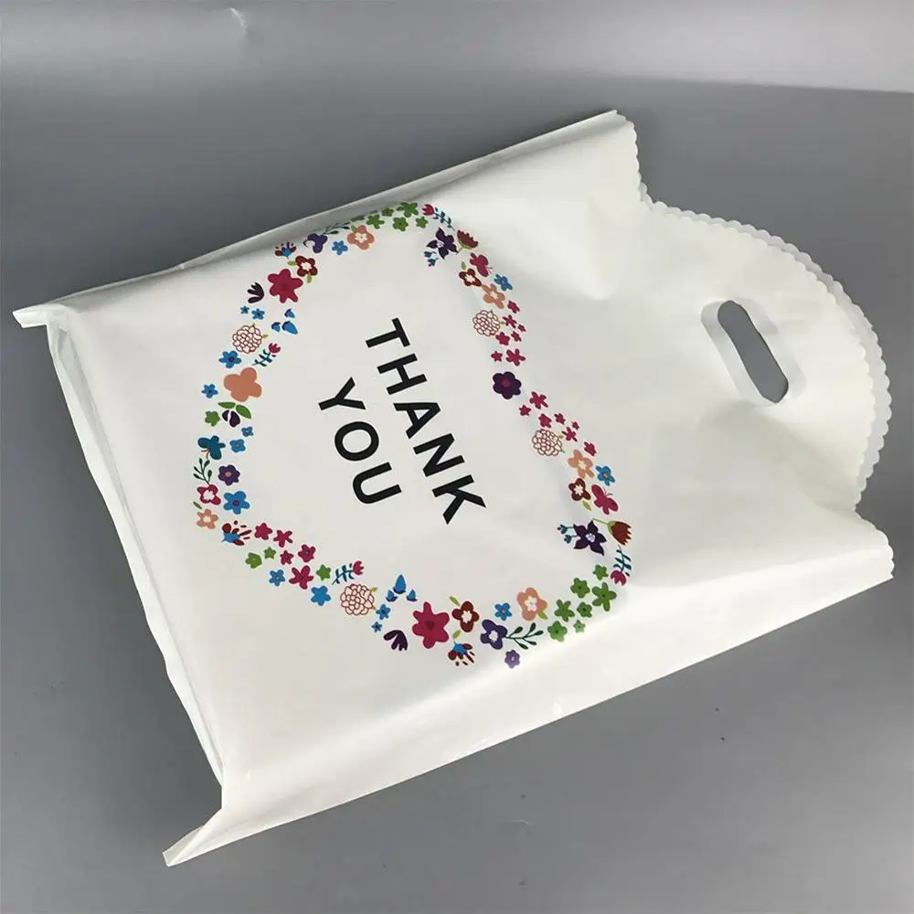 
12x16 Die-Cut Handle Plastic Thank You Floral Merchandise Shopping Bags 