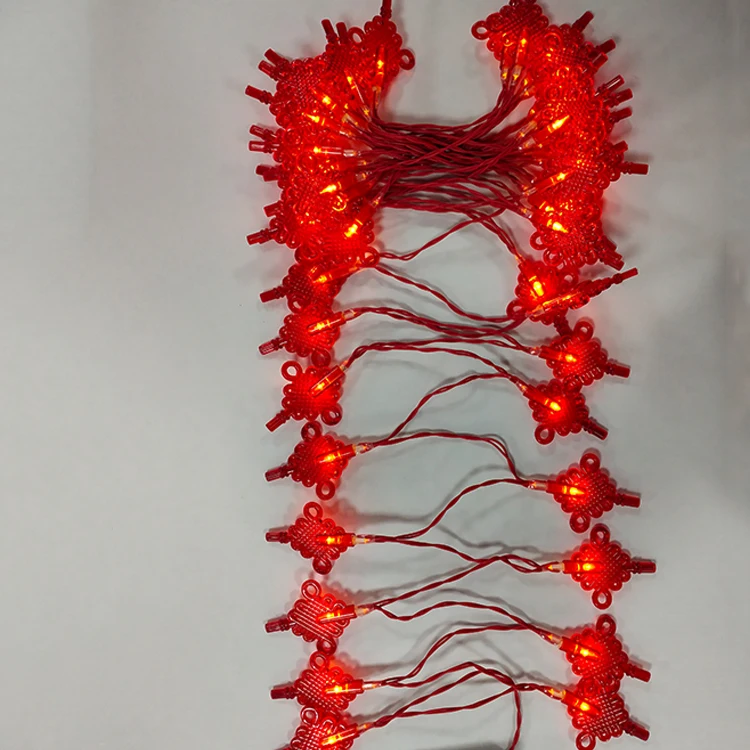 Fast Delivery Happy New Year LED Chinese Knot Lantern 50L Battery Light For Outdoor