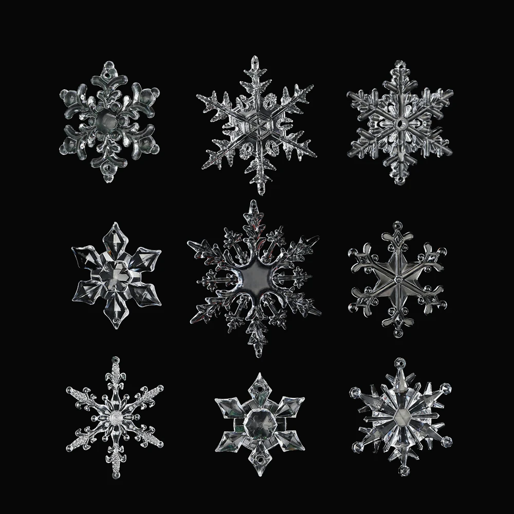 Christmas Ornaments Snowflake Decorations Acrylic Crystal Clear Hanging Christmas Tree Decorations Pendant For Xmas New Year