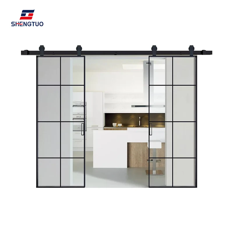 Frame Hoist Decoration Aluminum Alloy Sliding Door Apartment Kitchen Single Tempered Glass Door Minimalist Design Lattice 2.0 Mm