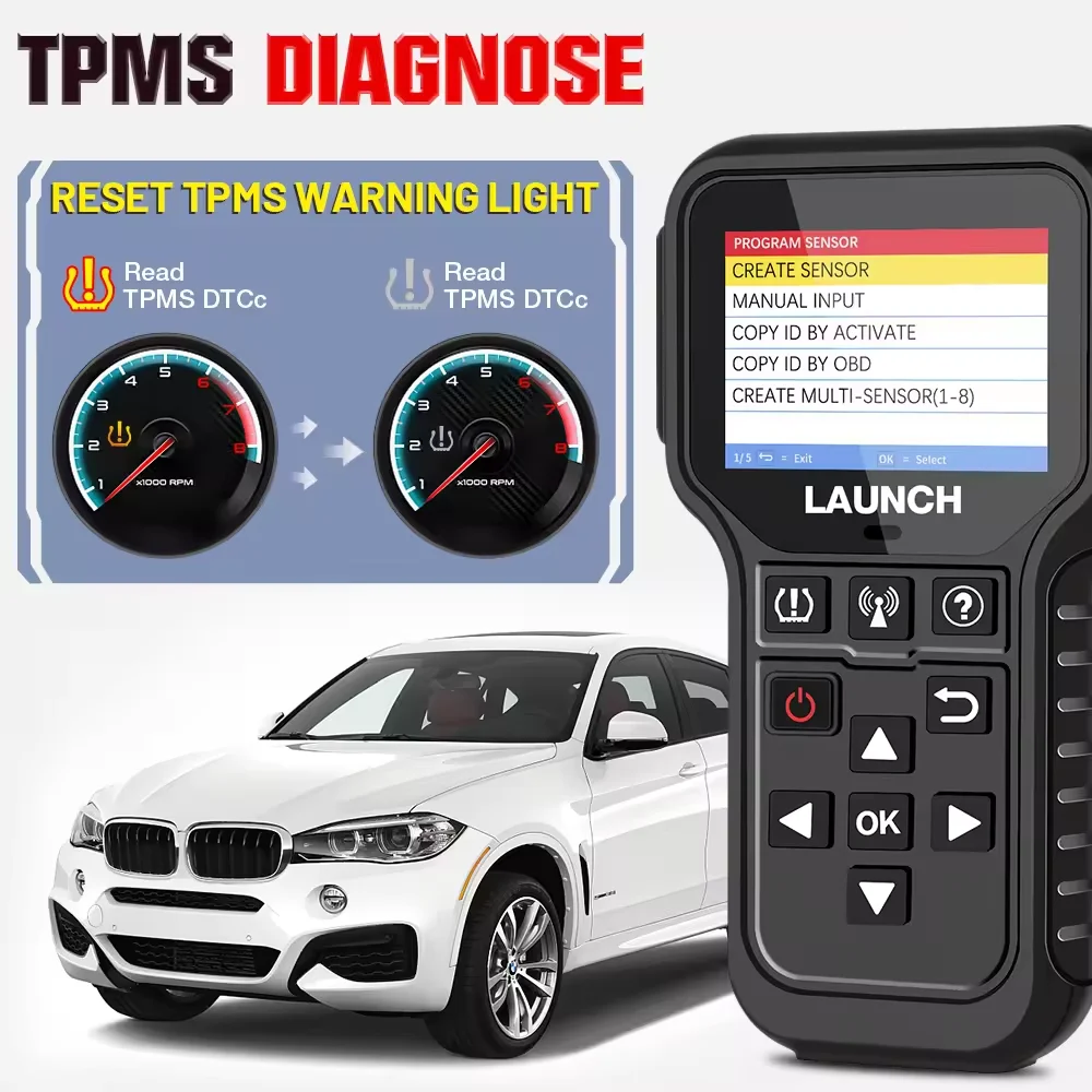 LAUNCH X431 CRT5011E TPMS Tire Pressure Diagnostic Tool Clear Tire DTCs Reset Activation Programing TPMS Sensors