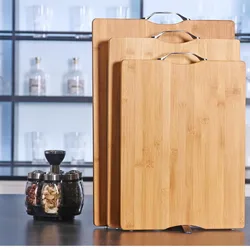 Custom Wholesale Large Vegetable Meat Organic Bamboo Cutting Board 3 piece bambu Chopping Blocks Set With Handle For Kitchen