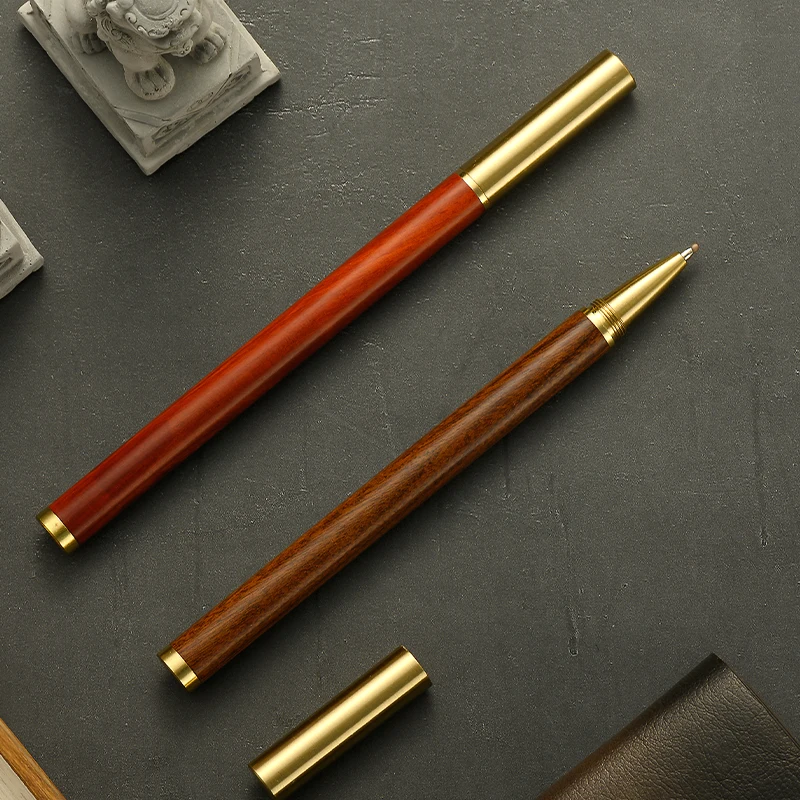 High Quality Blank Luxury Wood Brass Pen Professional Wood Engraver Pen Rosewood Wood Ballpoint Pens