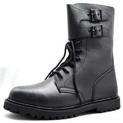 Mens Black Working Sport Solid Split Leather Tactical Combat Safety Boots