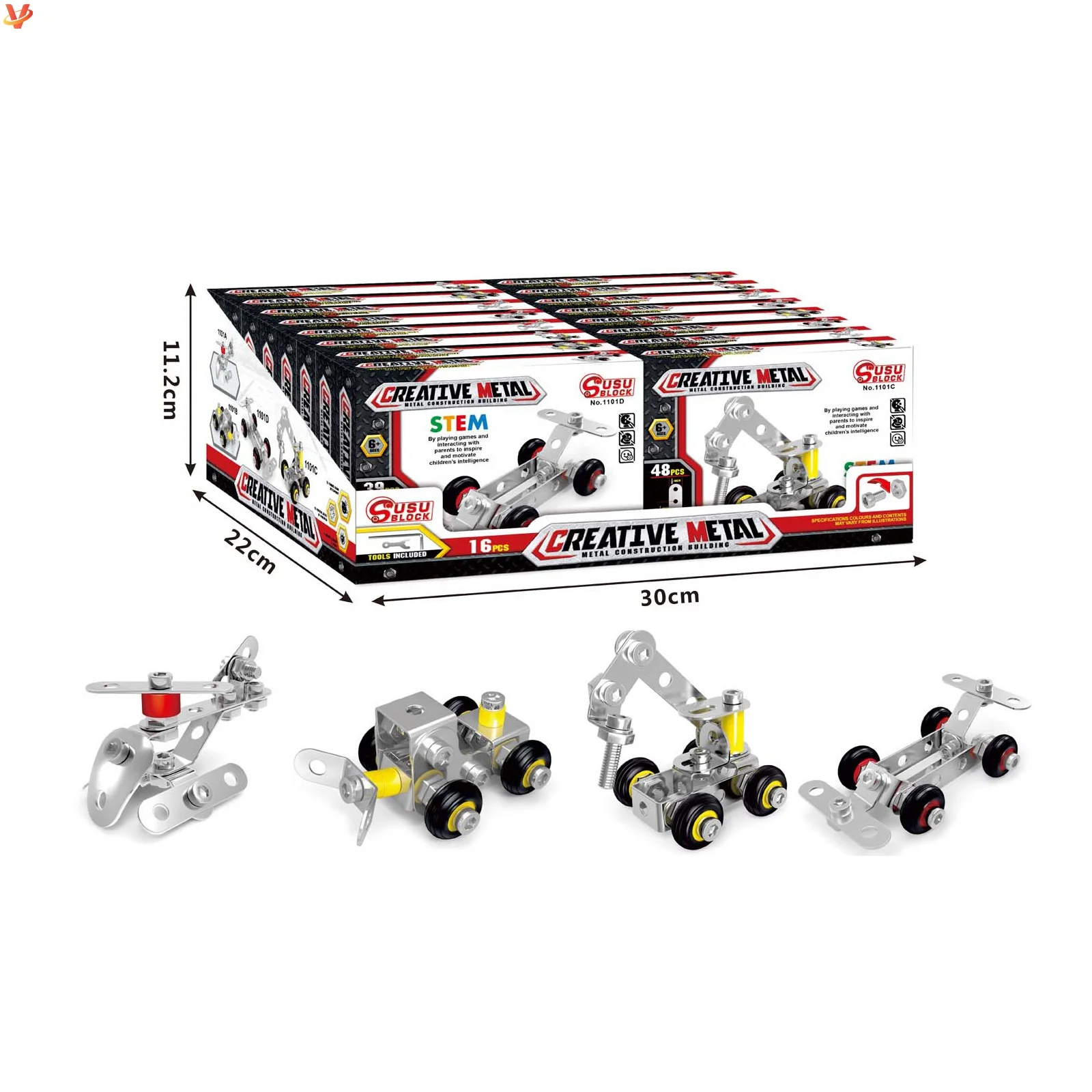 2024 DIY Tik Tok Best Selling Kids Engineering Vehicle Assemble Armed Aircraft Fire Truck Building blocks Metal Toys Model Sets