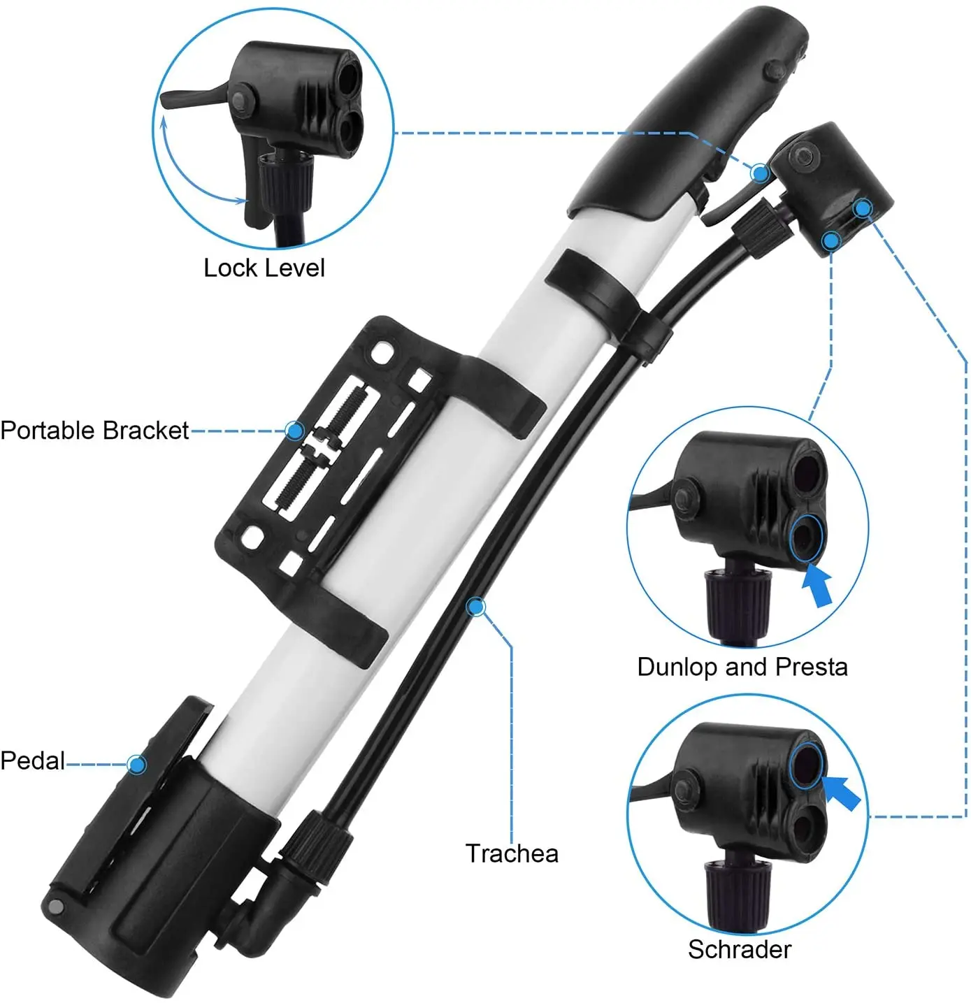 2024 NEW NT plastic bicycle handle pump/alloy bike pump/mini bicycle pump factory direct sale